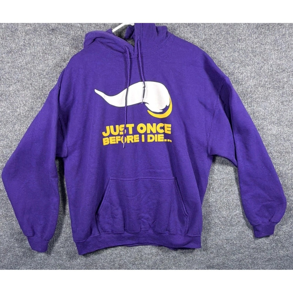 Womens XL Vikings Hoodie, Gildan, Purple, Minnesota Just Once Before I Die
